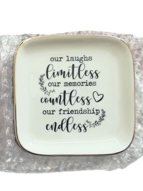 Inspirational Friendship Best Friends Bridal Trinket Ring Jewelry Dish Gift. NEW